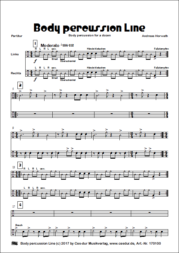 Body percussion Line Partitur Seite 1